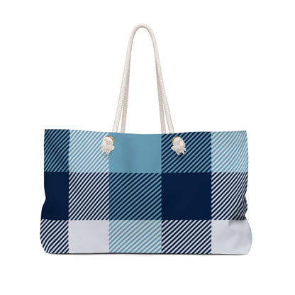 Blue/White Plaid Uniquely Tote Bag