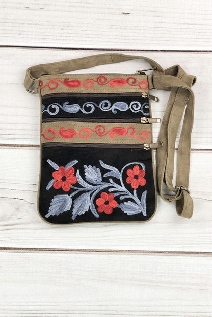 Embroidered Cross-Body Bag