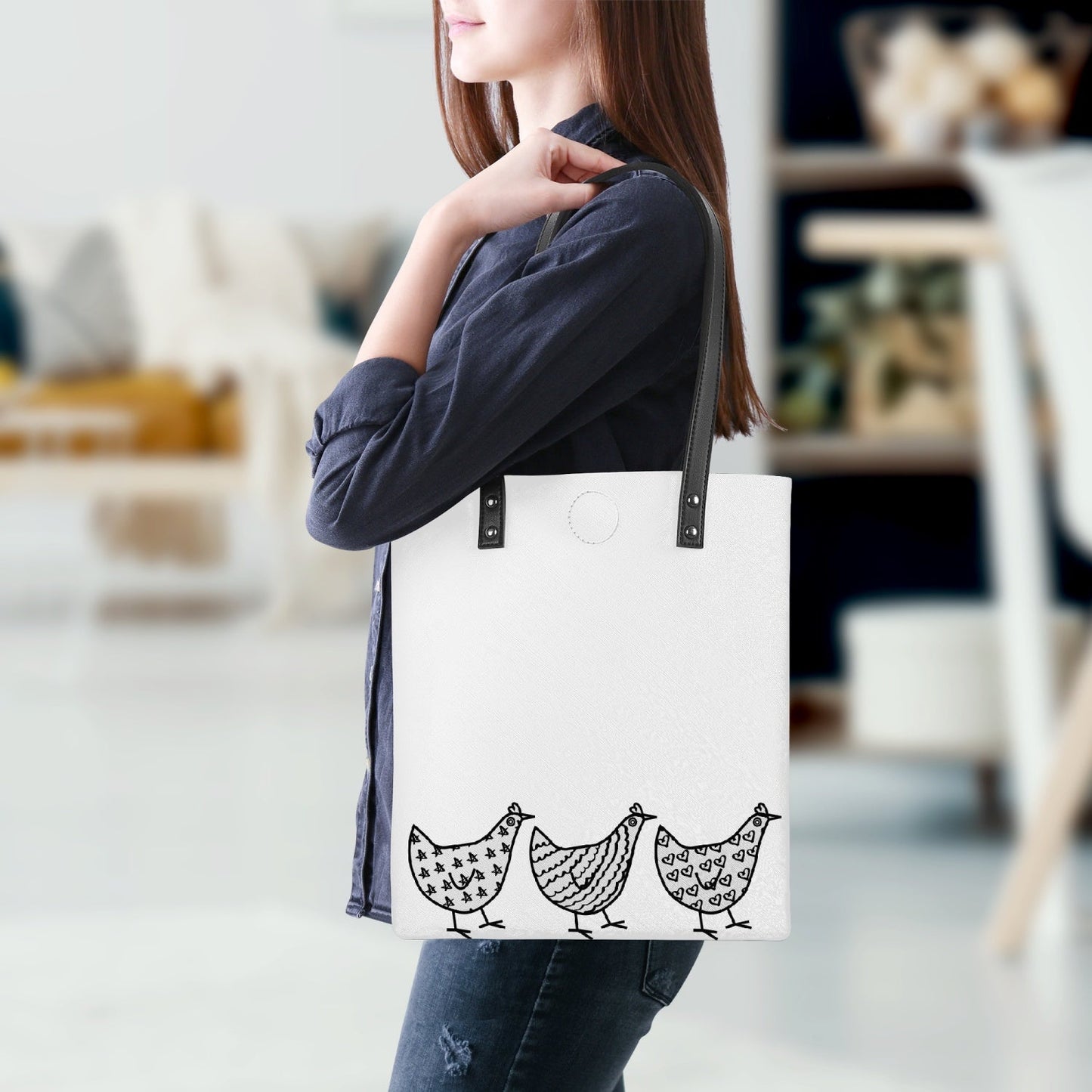 Chickens PU Leather Tote Bags