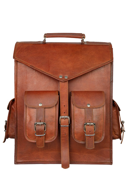 Handmade Brown Leather Laptop Backpack