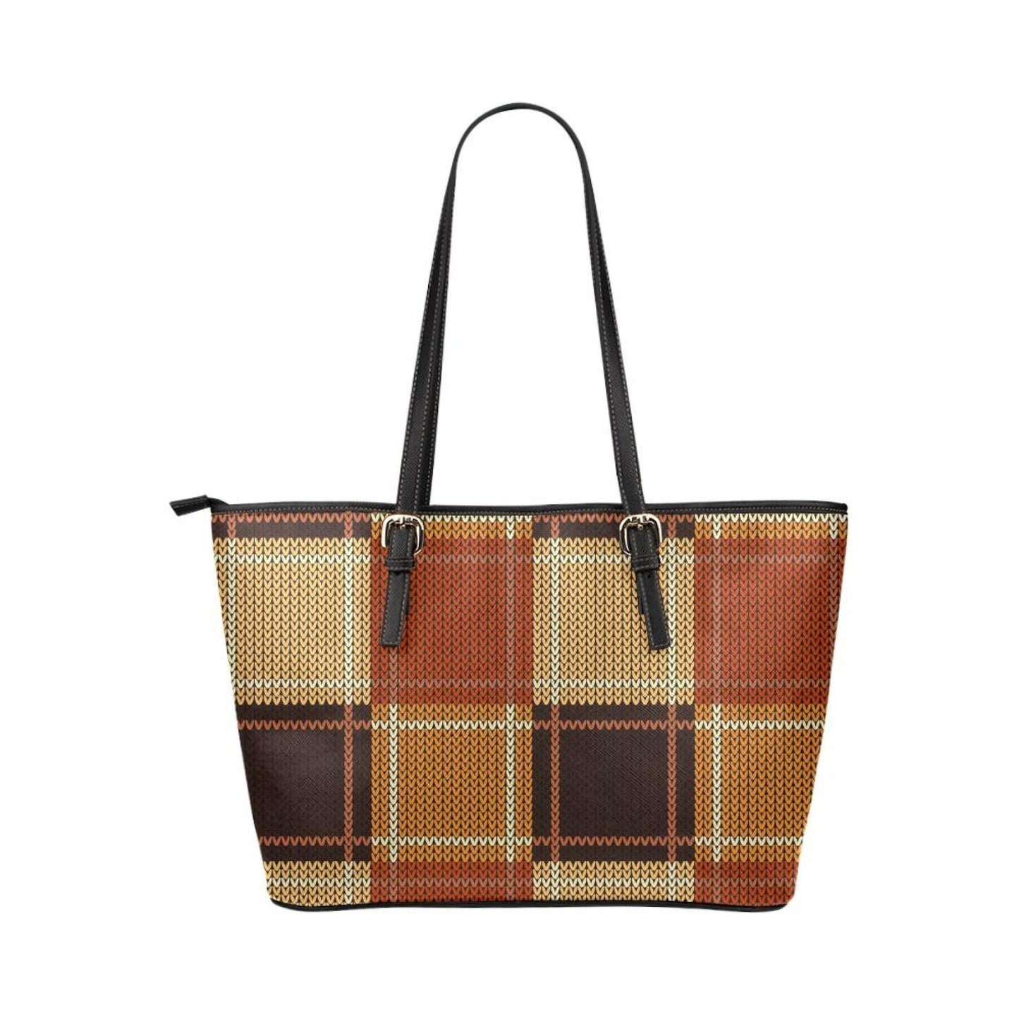Brown Checker Double Handle Handbag